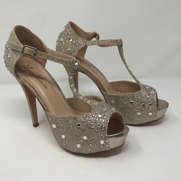 Lauren Lorraine Shoes - Lauren Lorraine Vivian Nude Sparkle Heel Size 8.5